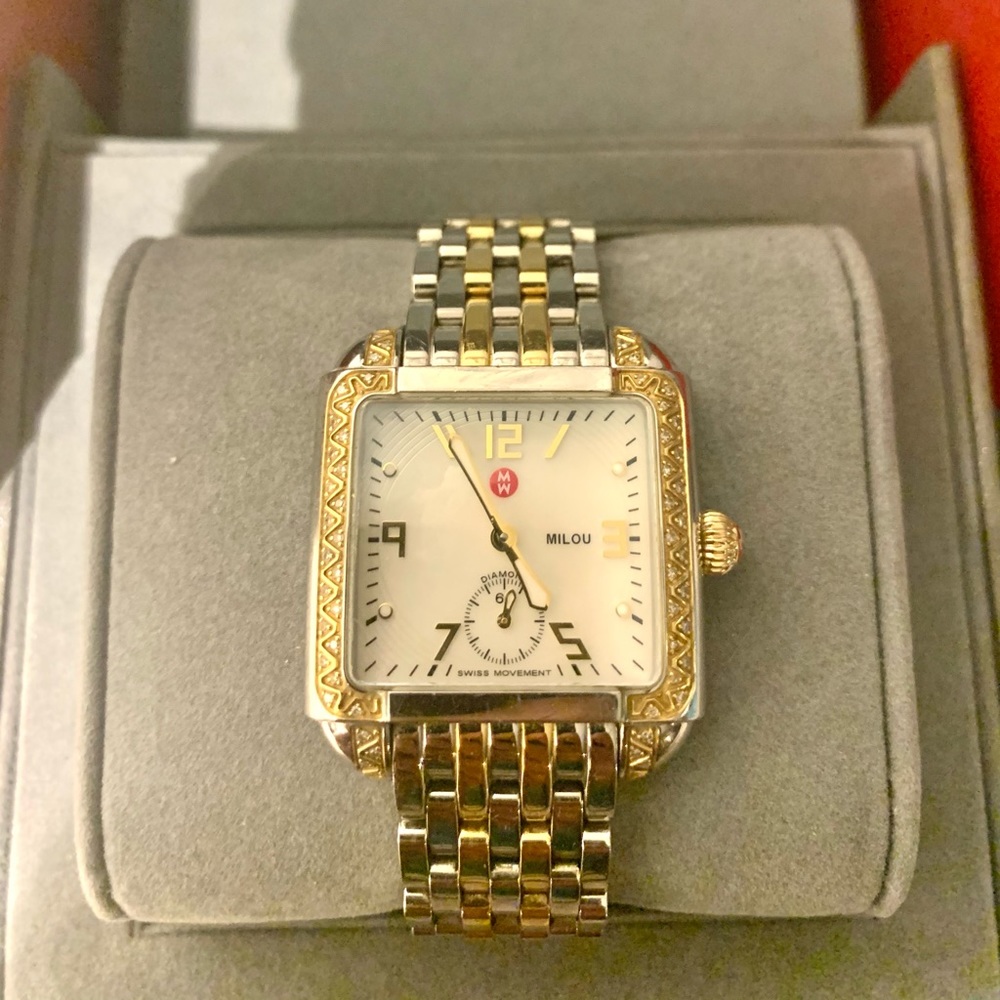 Michele Milou Gold & Silver Two Tone Diamond Watch